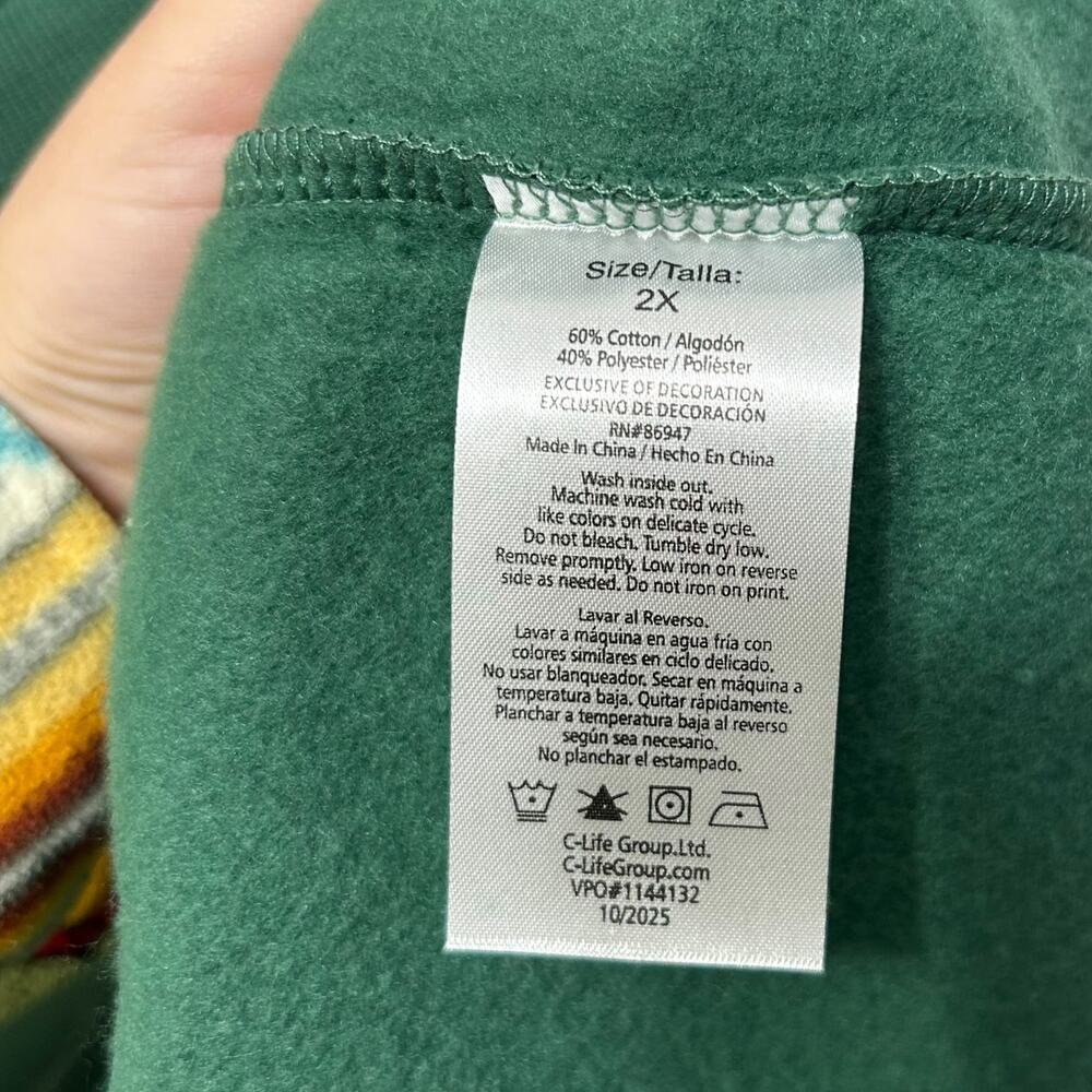 Disney Winnie The Pooh Holiday Crew Neck Sweatshirt NWOT Women's Sz 2X Green - Picture 7 of 7